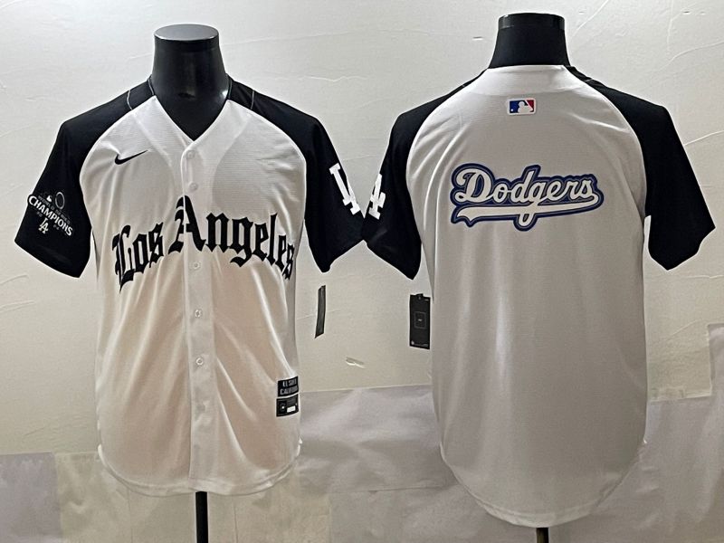 Men 2025 Los Angeles Dodgers Blank White black Five generations Joint Name Nike MLB Jersey style 52612